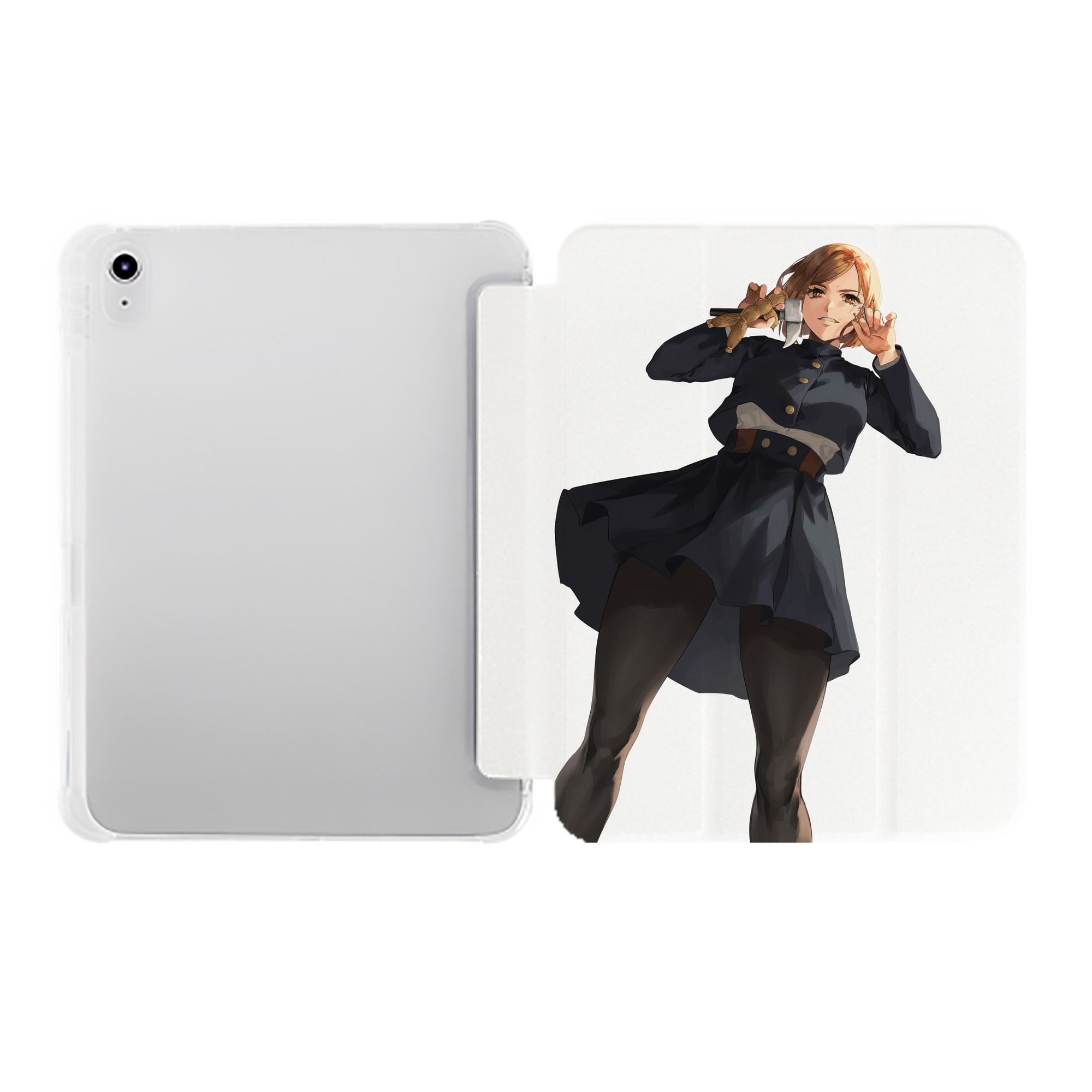 （画像用） 呪術廻戦 Jujutsu Kaisen IPad ケース ペン収納付き 三つ折りスタンド PUレザー×シリコン 対応機種9.5/10.5/10.9インチ